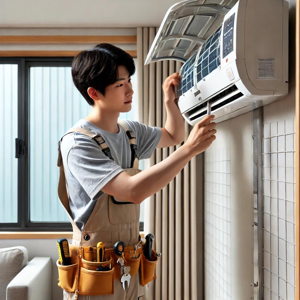 A_South_Korean_air_conditioning_technician_install.jpg